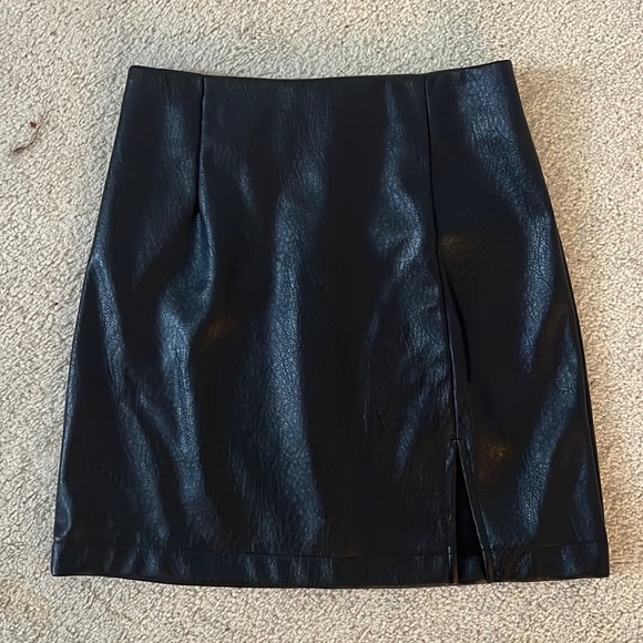 COPY - Wild Fable: Faux Leather Slit High Waisted Mini Skirt, Black, Size 2 - Picture 2 of 5